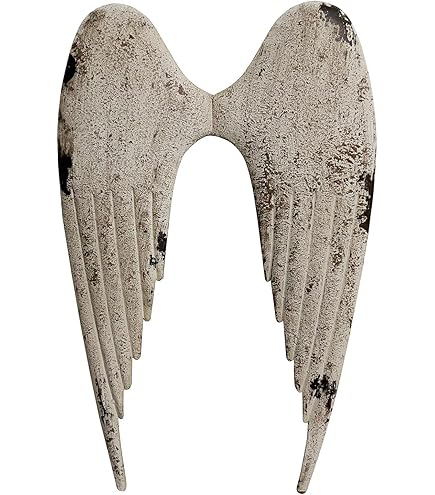 Amazon.com: Zeckos Set of 2 Distressed Antique White Angel Wing